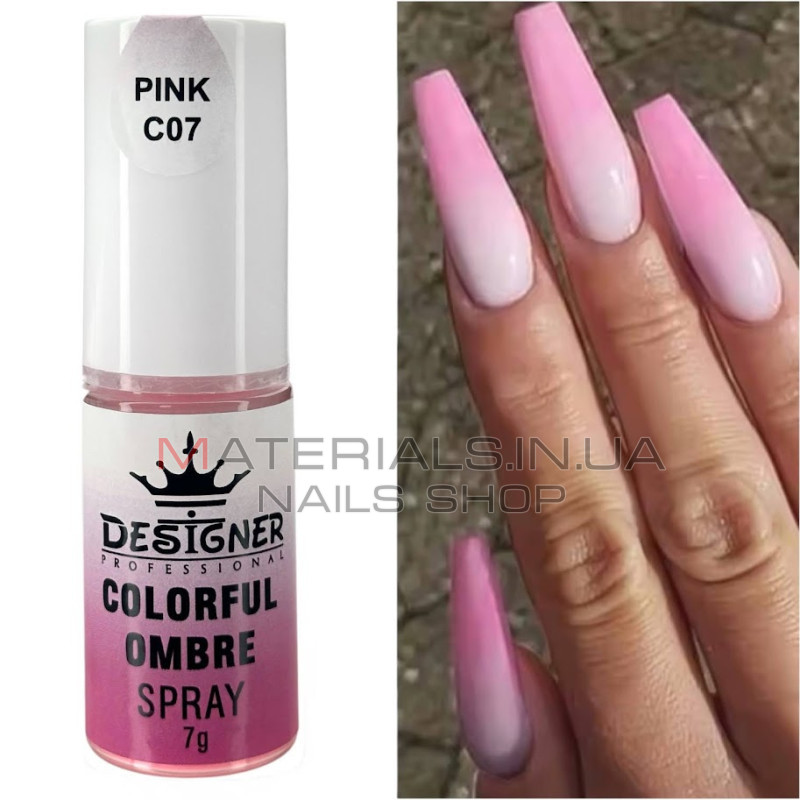Colorful Ombre Spray, 7 г. Pink C07 (Рожевий) - спрей пудра Дизайнер для створення омбре на нігтях