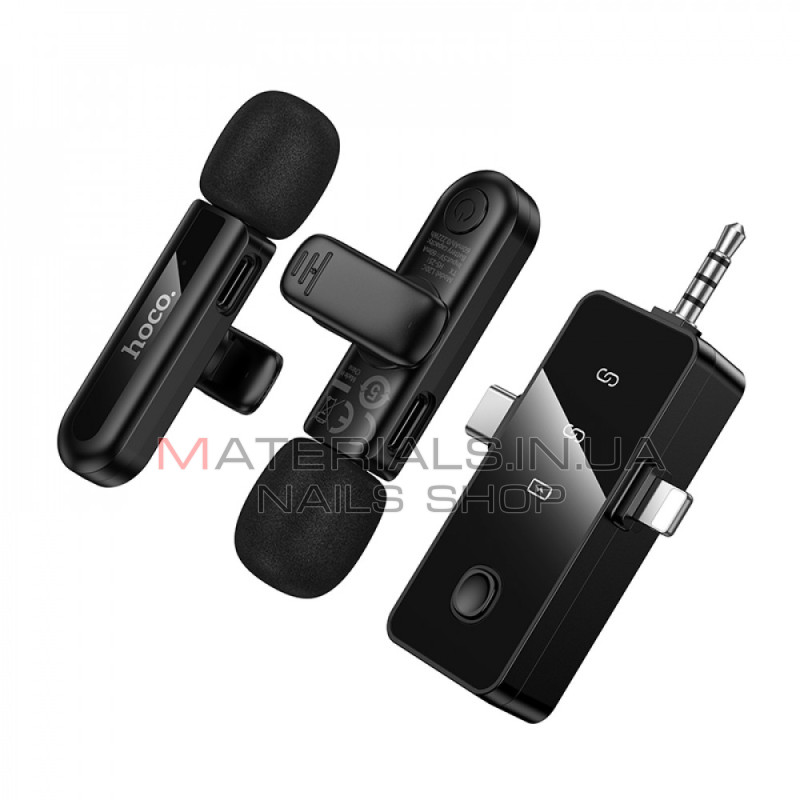 Бездротовий цифровий мікрофон Hoco L20C Fair, Lightning + USB-C + 3,5 мм