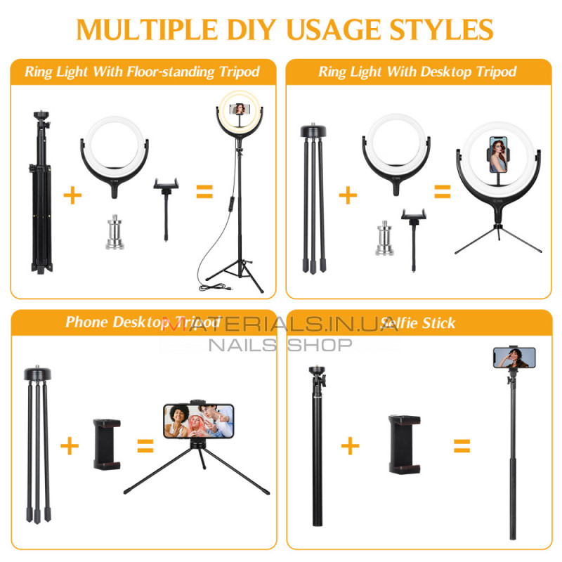 Лампа кольцевая комплект LED CODN-539B 10 inch+1.45cm tripod stand Лампа кольцевая комплект LED CODN-539B 10 inch+1.45cm tripod stand