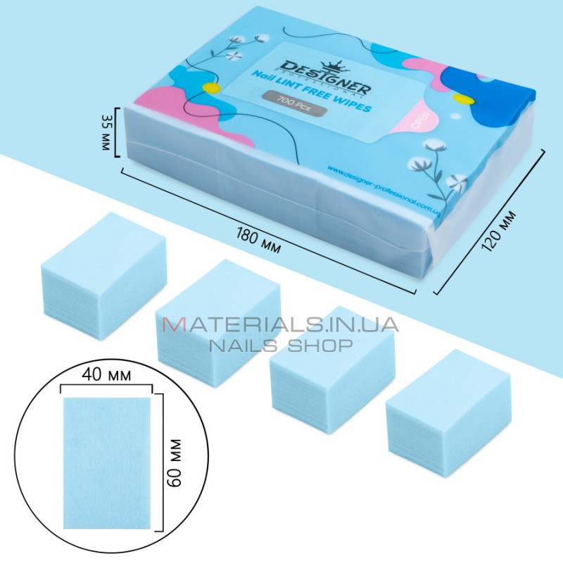 Безворсовые салфетки 700 шт./уп. (Голубые) - Lint free wipes Дизайнер Безворсовые салфетки 700 шт./уп. (Голубые) - Lint free wipes Дизайнер