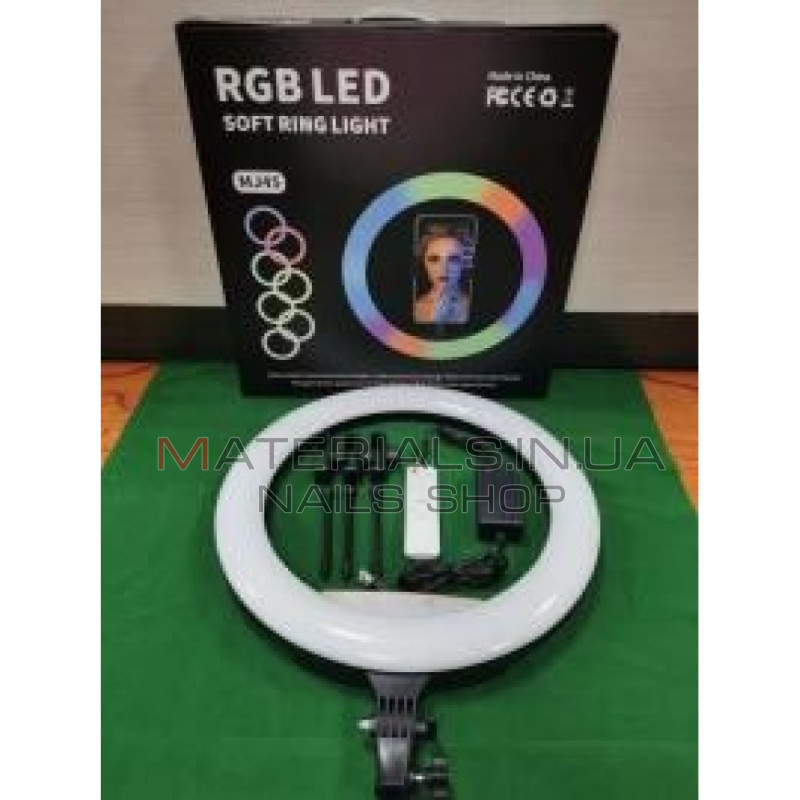 Кільцева LED-лампа MJ-45, RGB, 45 см, 18″, 416 світлодіодів, 64 RGB, пульт ДК, 3 Holders
