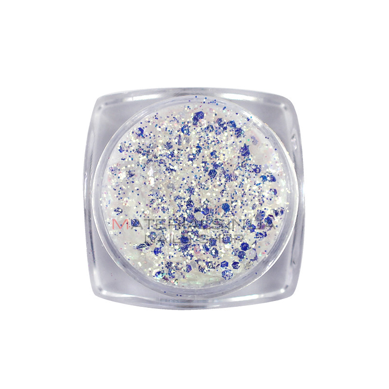 Декор для нігтів Starlet Professional блискітки з конфетті DT-02, срібний колір з перламутром Декор для нігтів Starlet Professional блискітки з конфетті DT-02, срібний колір з перламутром