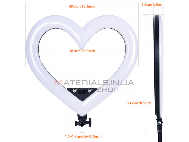 Heart Shaped Light RGB LED 48 cm 19" 268 Lights 68 RGB ZB-48