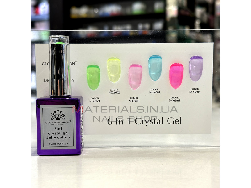 Gel build-up 6 in 1 crystal gel jelly color, 15 ml, 6601