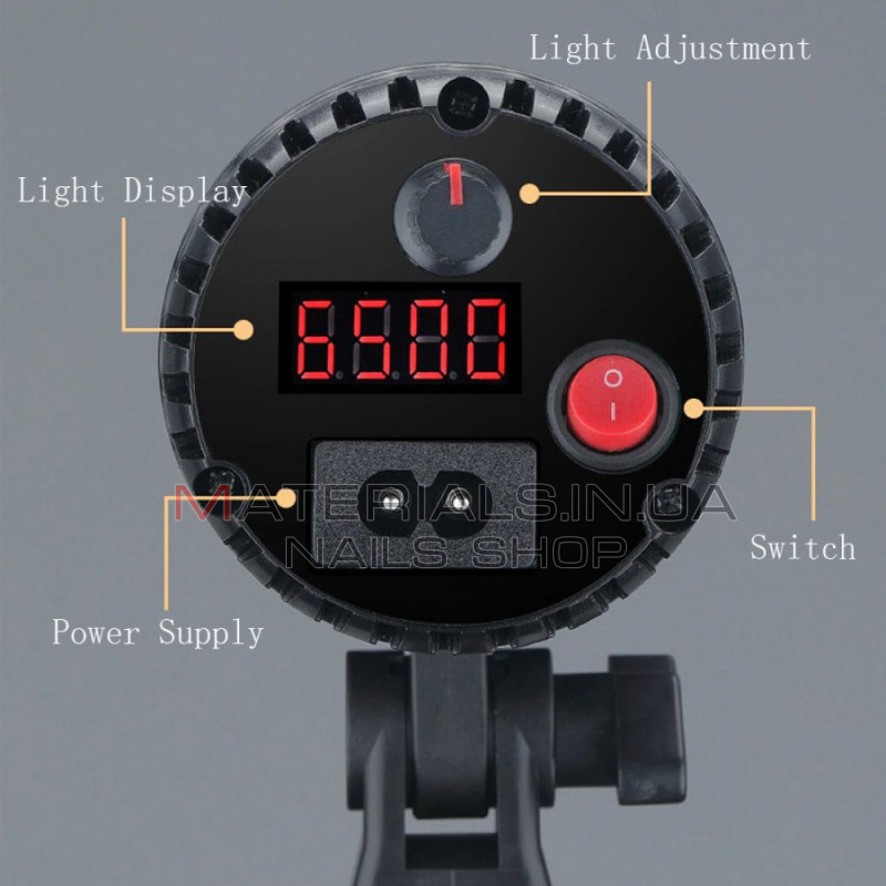 Студійний LED-прожектор YM-80, RGB, 18 × 7,5 см, RGB, 5 колір, 3200 K-6500 K, пульт ДК
