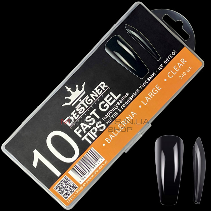 Fast gel tips №10 (Ballerina, large size) - Гелеві типси Дизайнер Fast gel tips №10 (Ballerina, large size) - Гелеві типси Дизайнер