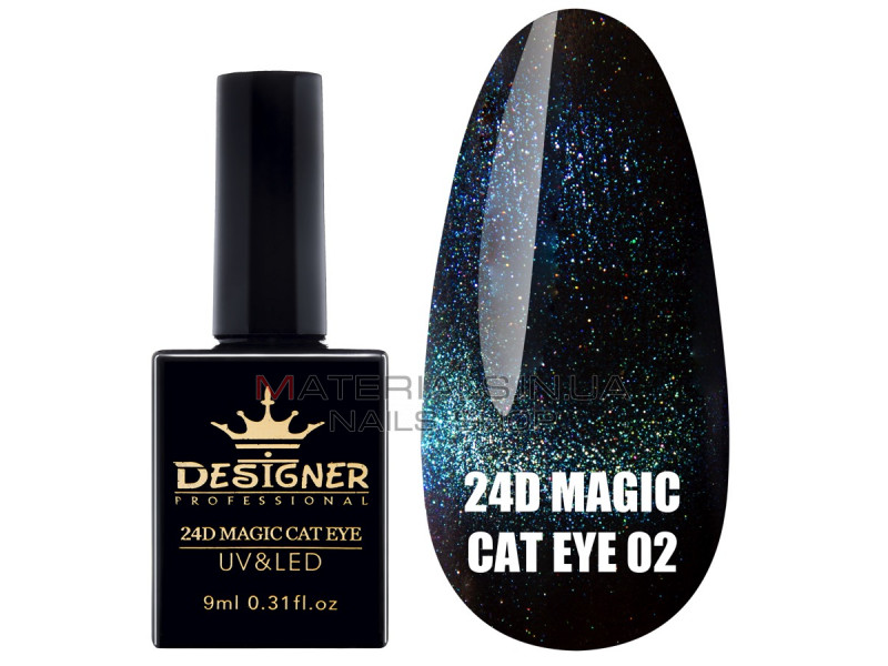 Гель-лак "Котяче око" 24D Magic Cat Eye Designer Professional, 9мол. №02