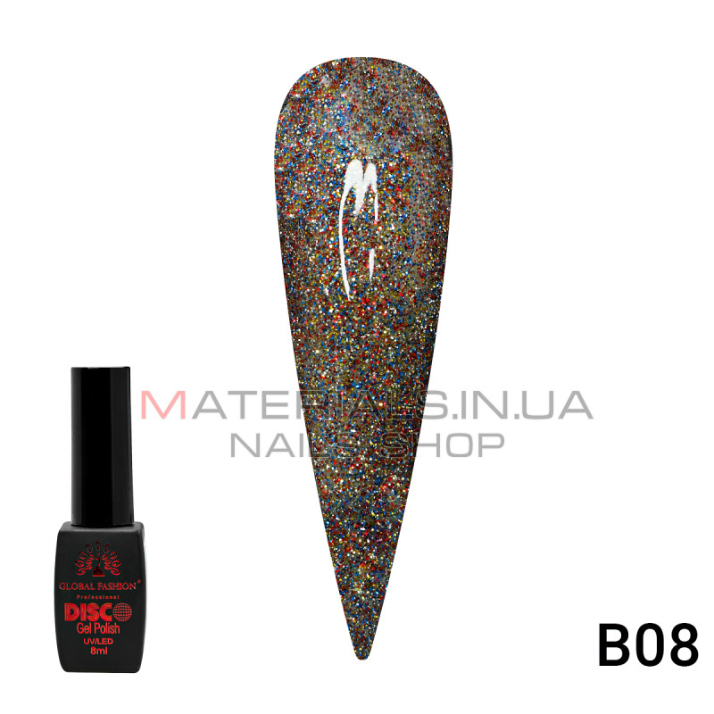 Гель лак Disco Gel Polish, Global Fashion, светоотражающий, 8 мл B08