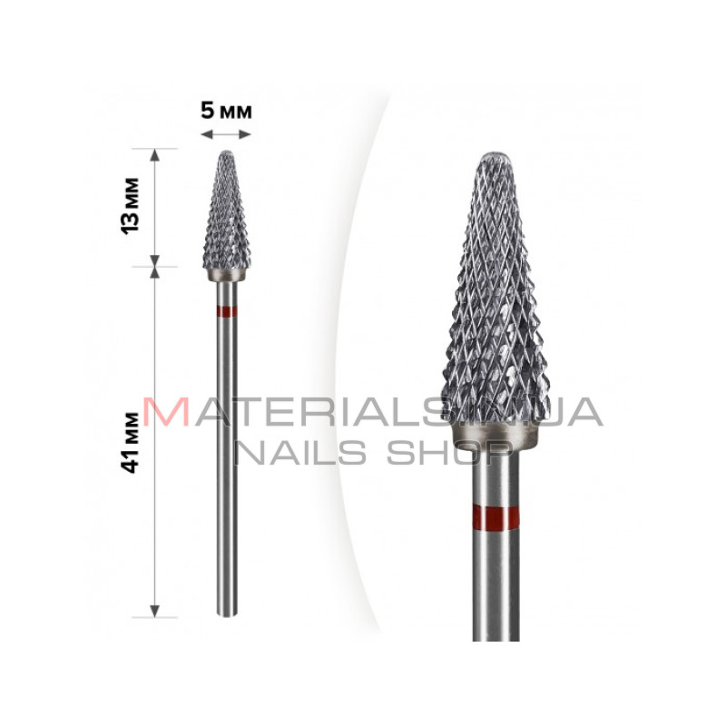 Твердосплавна фреза для зняття гель-лаку mART M-132 Конус Red 5*13