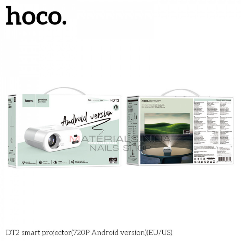 Беспроводной проектор Hoco DT2 (Android, 1280720р, Wi-Fi, Bluetooth 5.0, AV, USB, HDMI, AUX, YouTube, Netflix, Disney+, VLC) Беспроводной проектор Hoco DT2 (Android, 1280720р, Wi-Fi, Bluetooth 5.0, AV, USB, HDMI, AUX, YouTube, Netflix, Disney+, VLC)