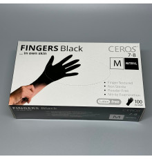 Перчатки нитриловые черные без пудры SEF размер M, 100 шт