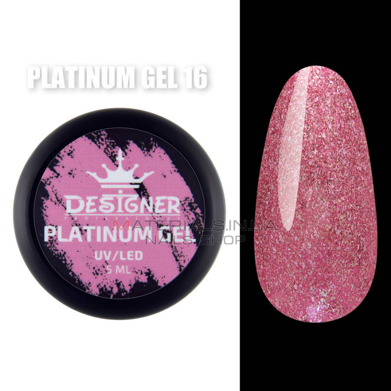 Platinum Gel Гель - платинум Designer Professional с шиммером, 5 мл. №16 Platinum Gel Гель - платинум Designer Professional с шиммером, 5 мл. №16