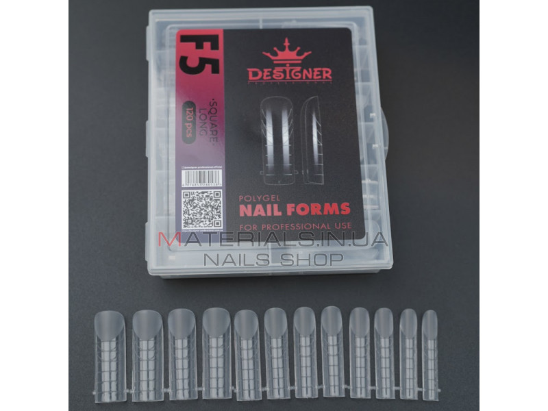 Верхние формы Дизайнер F5 Square long - Polygel Nail Forms