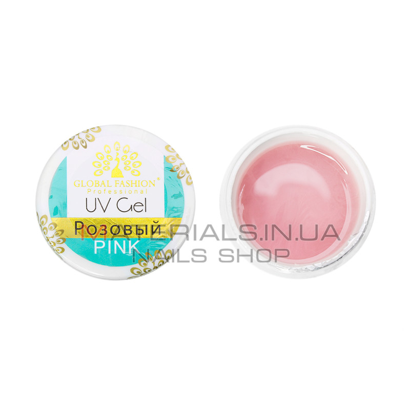 Гель для нарощування нігтів рожевий, Global Fashion Pink 15 г