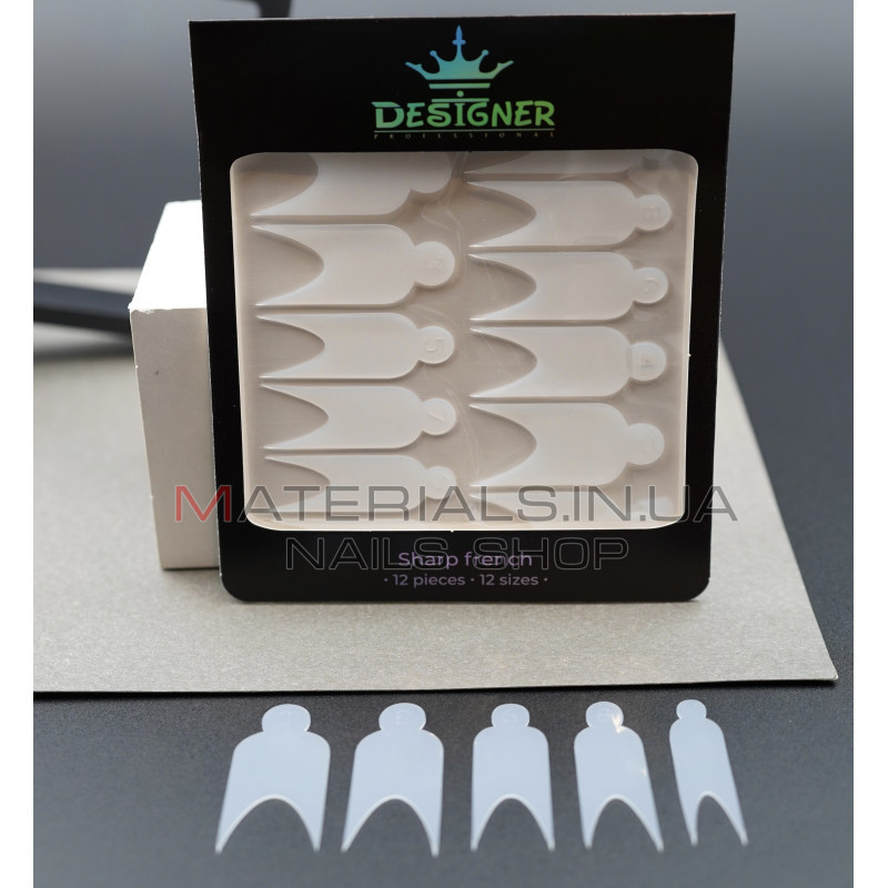 Nail Molds 12шт. (Sharp french - K) - Силіконові молди різних розмірів для дизайну нігтів та французького манікюру Дизайнер