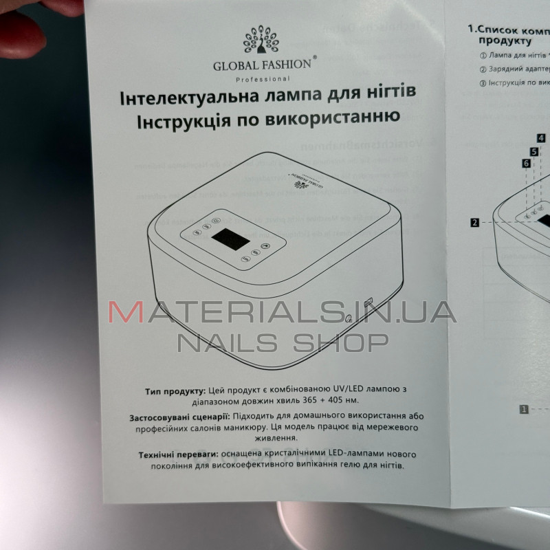 Професійна UV/LED лампа для манікюру Global Fashion GFL-L5 Pro 80 Вт інтелектуальна