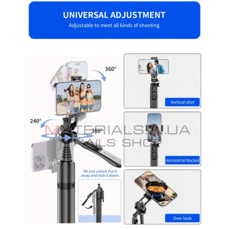 Монопод Tripod Veron VM20, Bluetooth-кнопка, 2,02 м