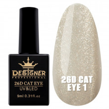 Гель-лак 26D Cat Eye №1, 9 мл., Дизайнер (Кошачий глаз)