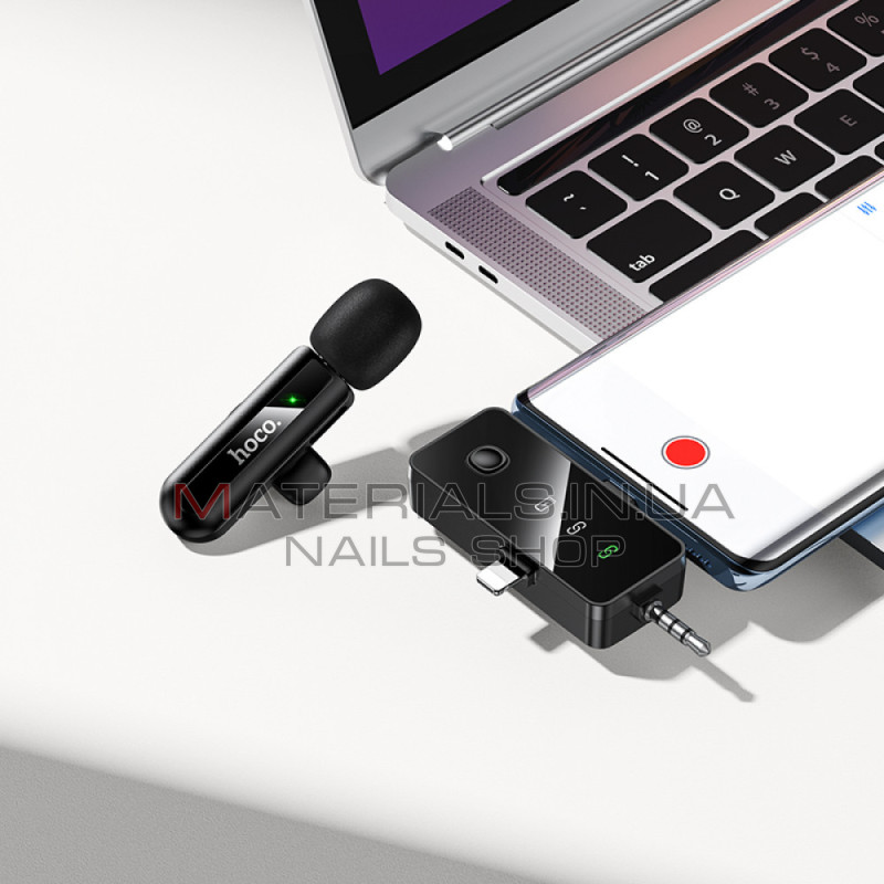 Бездротовий цифровий мікрофон Hoco L20B, Lightning + USB-C + 3,5 мм