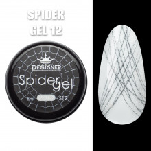 Кольорове павутинка Spider Gel Designer, 8 мл, Сріблястий S12