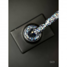 Гель лак Clow Glitter 569 Дизайнер (9мл.) - с хлопьями хамелеон разных размеров и глиттером