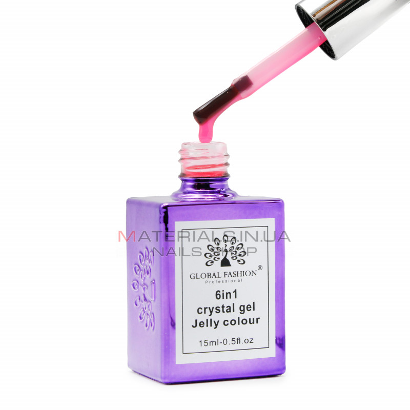 Гель для наращивания 6 in 1 crystal gel jelly colour, 15 мл, 6603