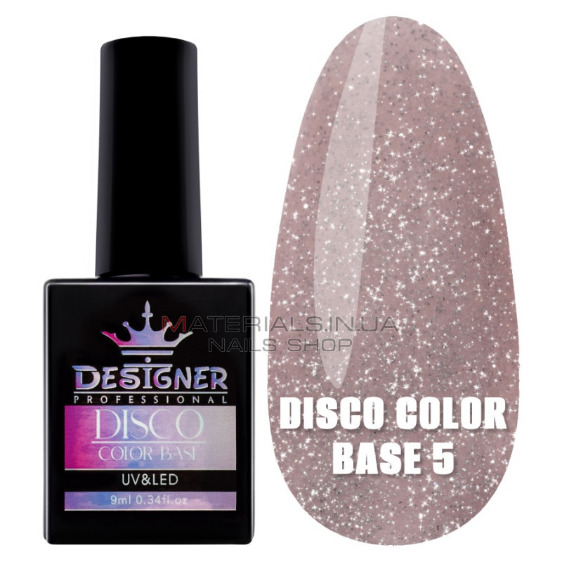 Світловідбивне базове покриття №5 (Біжево-рожевий), 9 мл. - Disco Color Base Дизайнер Світловідбивне базове покриття №5 (Біжево-рожевий), 9 мл. - Disco Color Base Дизайнер