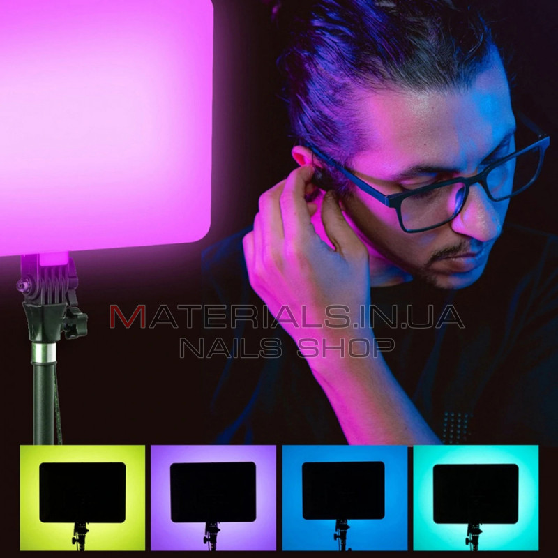 LED-відеосвітло PM-36, RGB, 36 × 25 см, 352 світлодіодів, 2700 K-6000 K, пульт ДК, адаптер