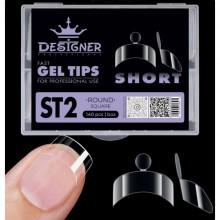 Short fast gel tips (ST2 Round square) - Гелеві тіпси Дизайнер, 120 шт/уп