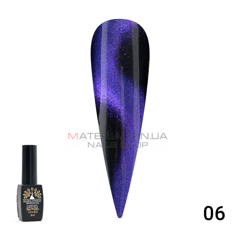 Гель лак 24D котяче око Global Fashion 8 мл, 06 Гель лак 24D котяче око Global Fashion 8 мл, 06