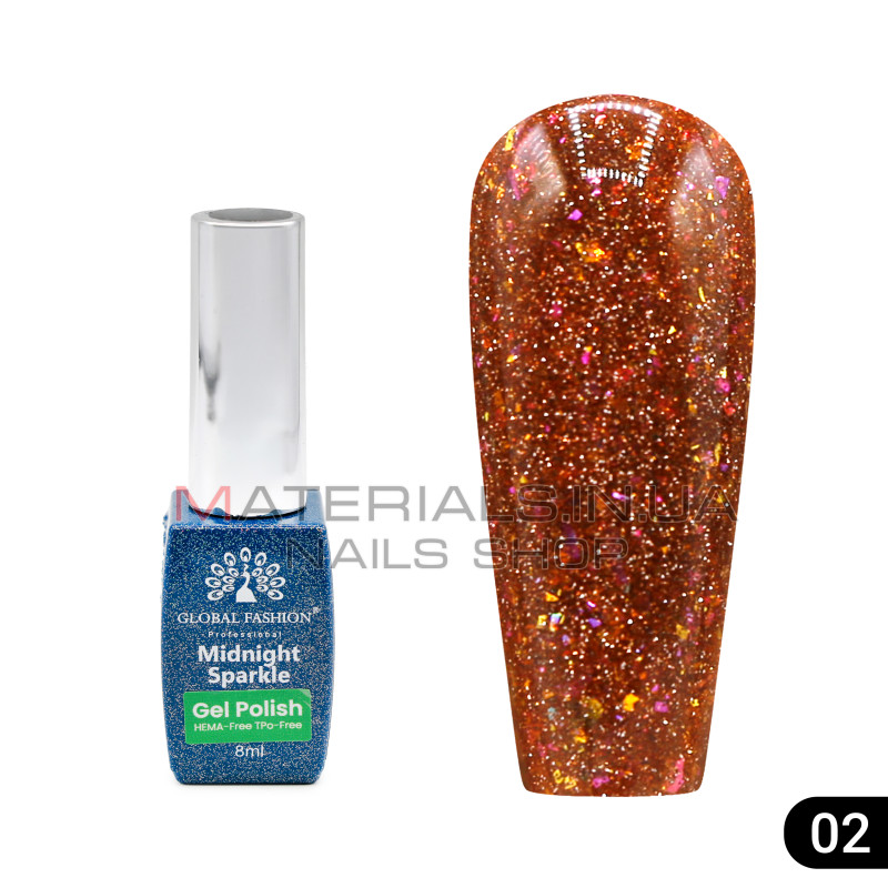 Гель лак Midnight sparkle 8 мл, 02