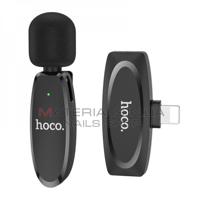 Бездротовий цифровий мікрофон Hoco L15 Crystal, Lightning, петличний — Black