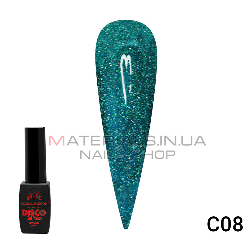 Гель лак Disco Gel Polish, Global Fashion, светоотражающий, 8 мл C08