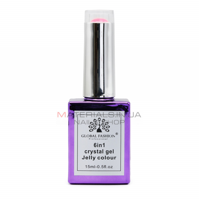 Гель для нарощування 6 in 1 crystal gel jelly colour, 15 мл, 6605