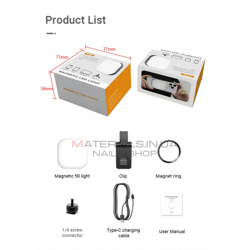 Селфи вспышка аккумуляторная F-622 с MagSafe и прищепкой Селфи вспышка аккумуляторная F-622 с MagSafe и прищепкой
