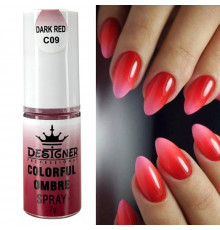 Colorful Ombre Spray, 7 г. Dark Red C09 (Темно-червоний) - спрей пудра Дизайнер для створення омбре на нігтях