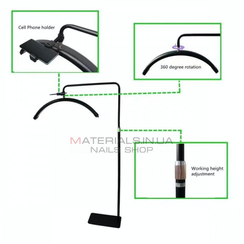 Бестеневая LED лампа HD-M8X 50W 3000K-6000K | 70x20 | 320 Lights |  — Black