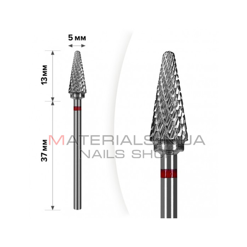 Твердосплавна фреза для зняття гель-лаку mART M-121 Ялинка Red 5*13