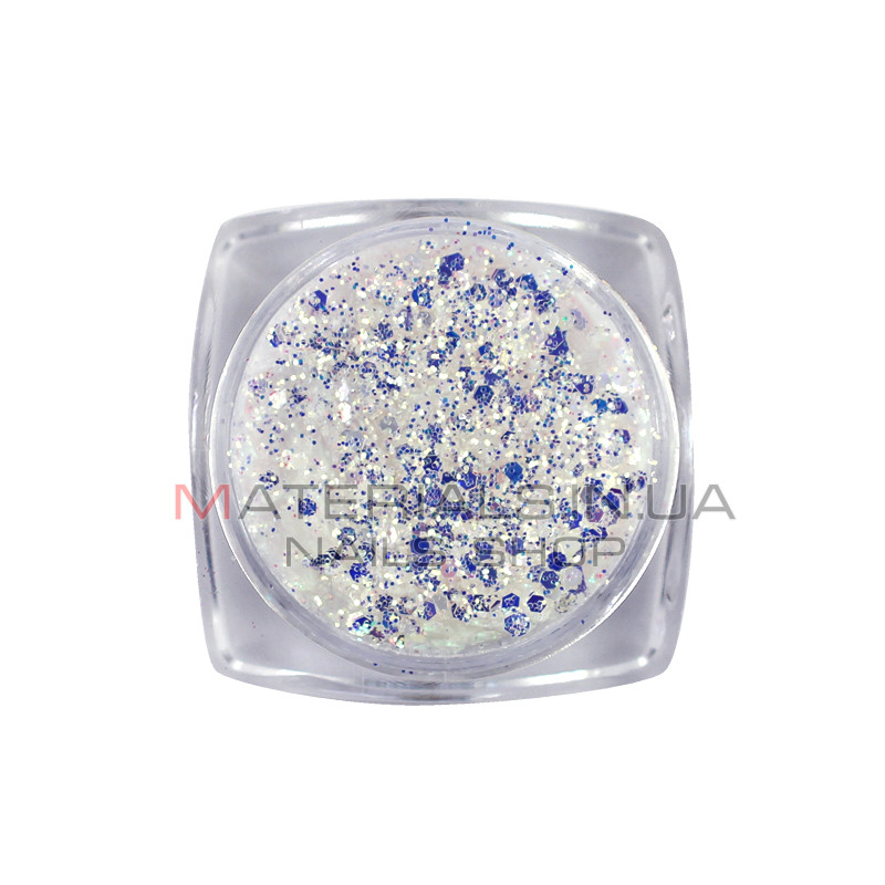 Декор для нігтів Starlet Professional блискітки з конфетті DT-02, срібний колір з перламутром