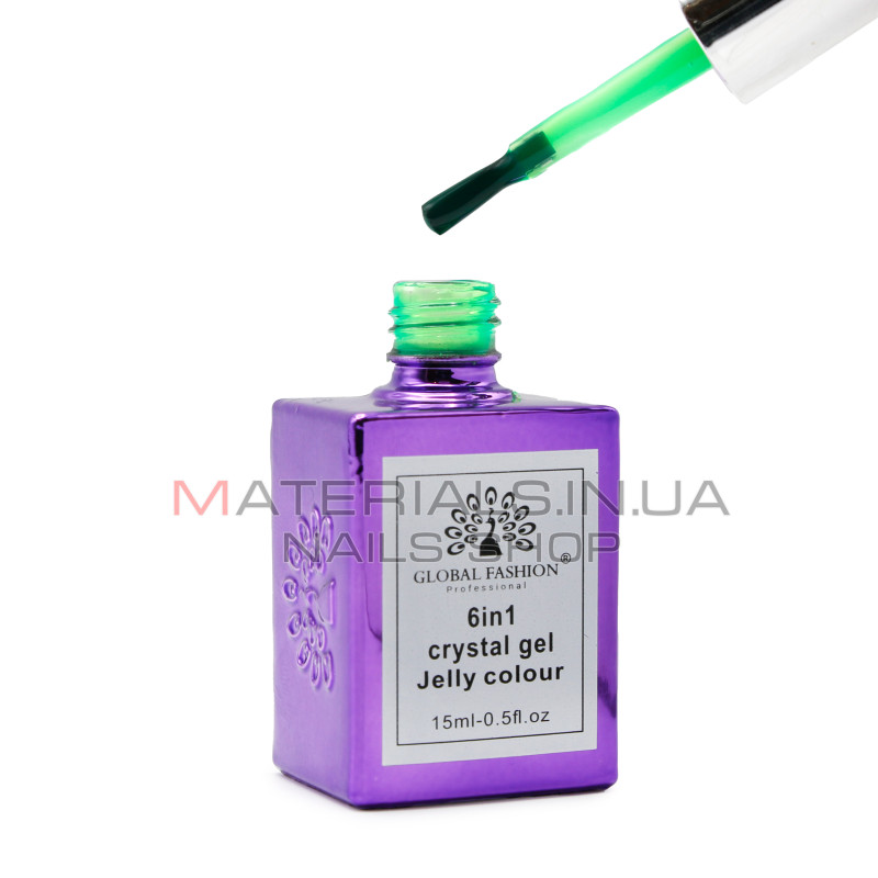 Гель для нарощування 6 in 1 crystal gel jelly colour, 15 мл, 6601
