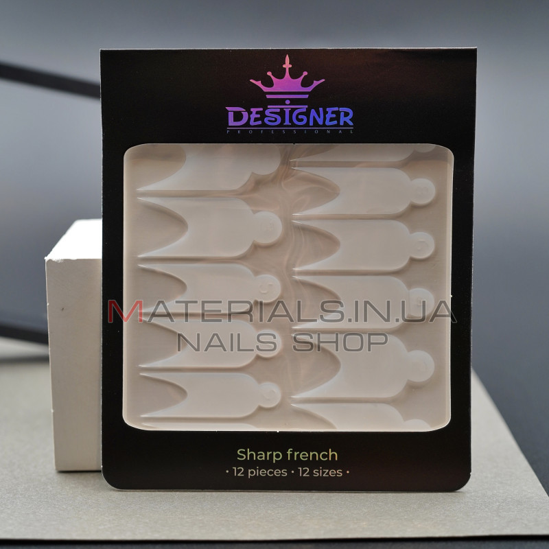 Nail Molds 12шт. (Sharp french - K) - Силіконові молди різних розмірів для дизайну нігтів та французького манікюру Дизайнер