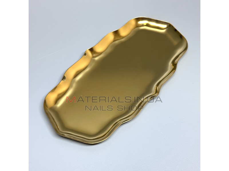 Лоток для інструментів металевий, 218х110х10 мм, фігурний, колір золото