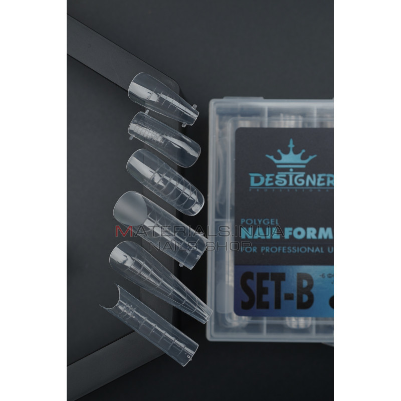 Polygel Nail Forms SET-B, 144 шт. (6 форм) - Верхні форми Дизайнер Polygel Nail Forms SET-B, 144 шт. (6 форм) - Верхні форми Дизайнер