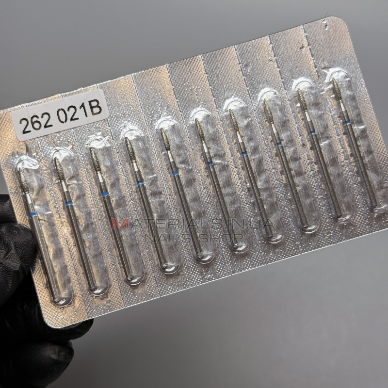 Набір алмазних фрез 10 шт., (Тупе полумья 262/021B) Набір алмазних фрез 10 шт., (Тупе полумья 262/021B)