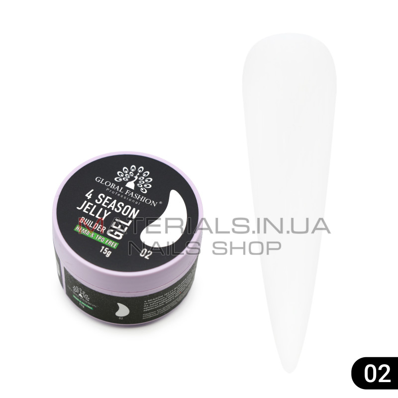 Гель для моделювання нігтів 15 г, 4 Season Jelly Builder Gel, 02