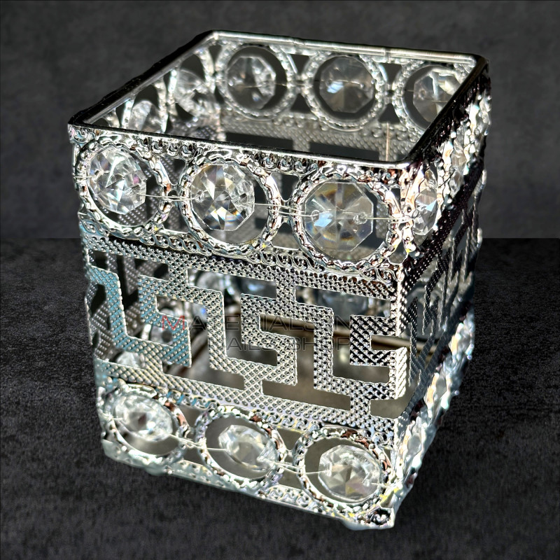 Підставка для пензлів із декоративним каменем Silver Square Підставка для пензлів із декоративним каменем Silver Square