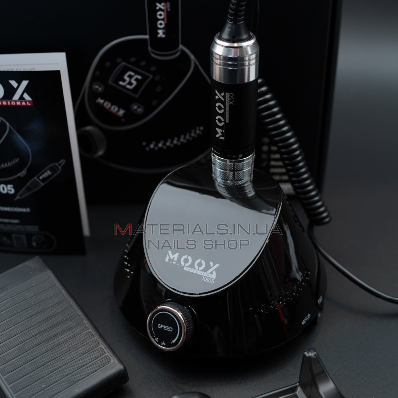 Фрезер Мокс X805 (Black) на 55 000 об./мин. и 80W. для маникюра и педикюра Фрезер Мокс X805 (Black) на 55 000 об./мин. и 80W. для маникюра и педикюра