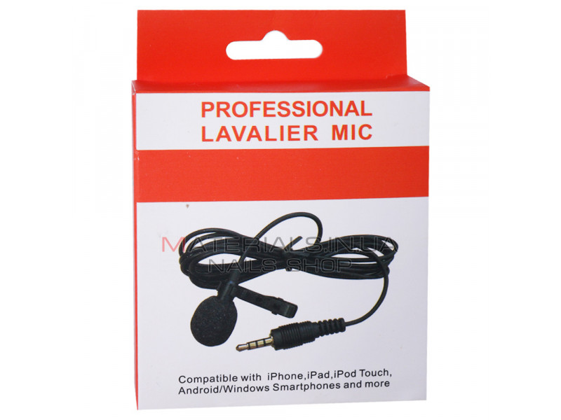 Микрофон для телефона 3.5mm (1.5m) Professional Lavalier Mic ; in Packing