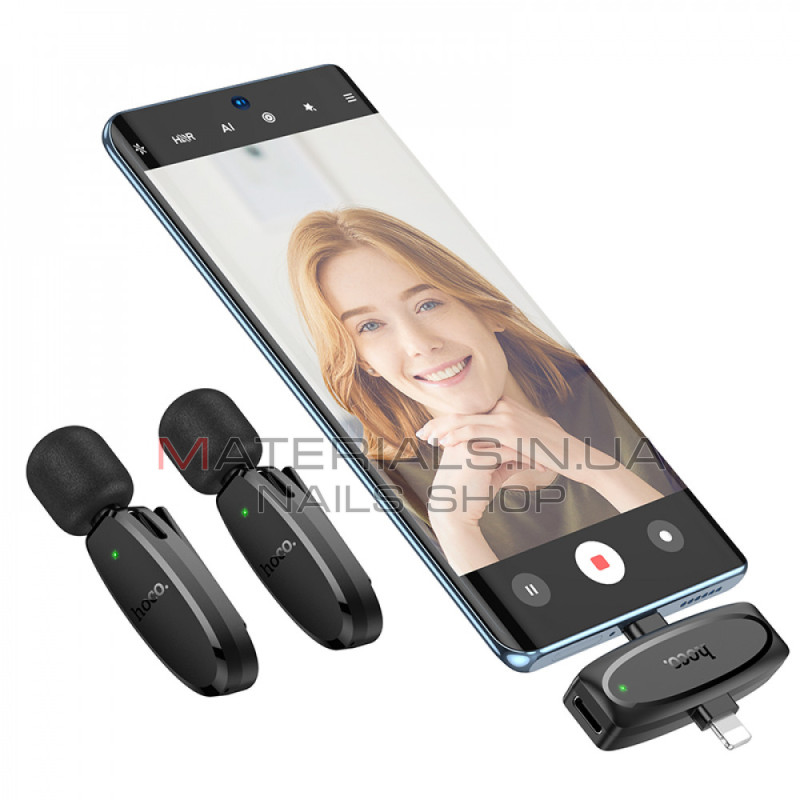 Бездротовий цифровий мікрофон Hoco L15 Dual-Professional, Lightning + USB-C