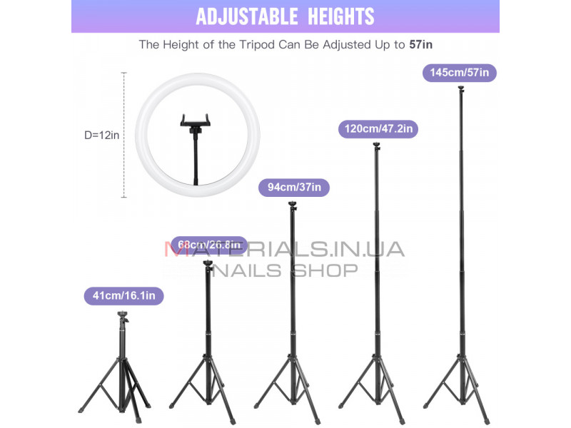 Лампа кольцевая комплект LED 30cm 12" CODN SET +1.45cm tripod stand